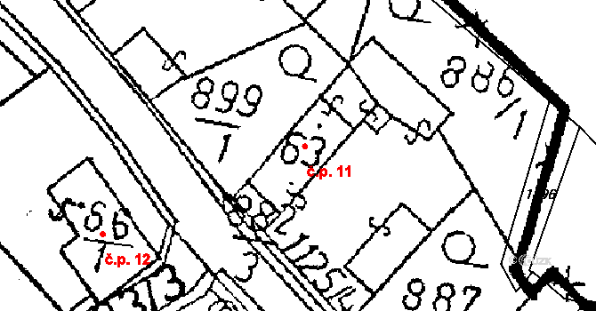 Pivnisko 11, Chlístovice na parcele st. 63 v KÚ Žandov, Katastrální mapa