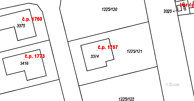 Lipník nad Bečvou I-Město 1757, Lipník nad Bečvou na parcele st. 3374 v KÚ Lipník nad Bečvou, Katastrální mapa