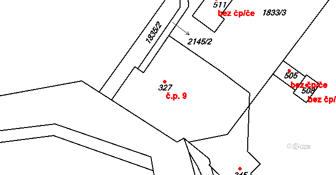 Jizerka 9, Kořenov na parcele st. 327 v KÚ Jizerka, Katastrální mapa