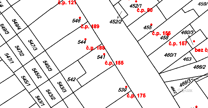 Zarazice 155, Veselí nad Moravou na parcele st. 541 v KÚ Zarazice, Katastrální mapa