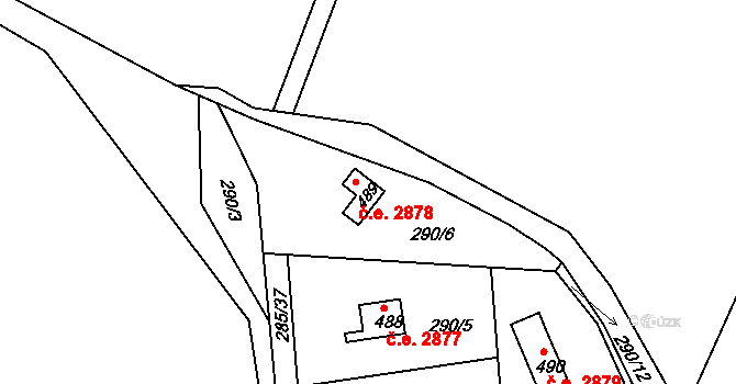 Těptín 2878, Kamenice na parcele st. 489 v KÚ Těptín, Katastrální mapa