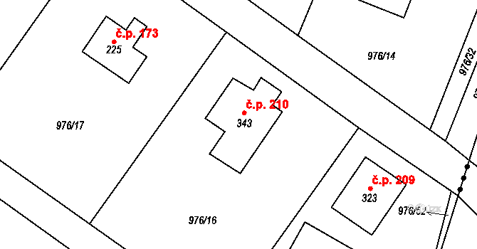 Želivec 210, Sulice na parcele st. 343 v KÚ Sulice, Katastrální mapa