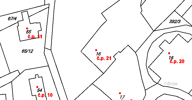 Kardavec 21, Hluboš na parcele st. 16 v KÚ Kardavec, Katastrální mapa