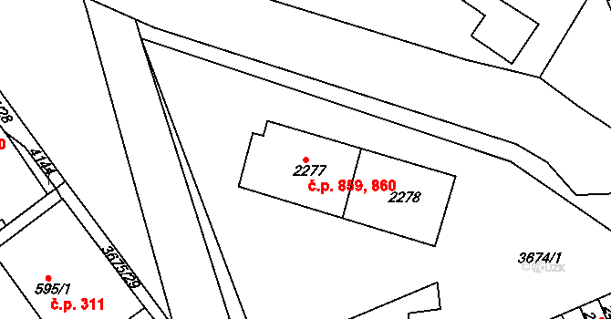 Žichlínské Předměstí 859,860, Lanškroun na parcele st. 2277 v KÚ Lanškroun, Katastrální mapa