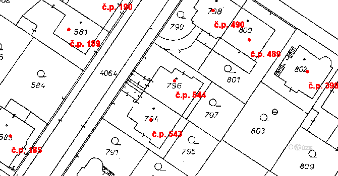 Poděbrady II 544, Poděbrady na parcele st. 796 v KÚ Poděbrady, Katastrální mapa