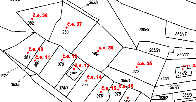 Mikulovice 36, Klášterec nad Ohří na parcele st. 384 v KÚ Mikulovice u Vernéřova, Katastrální mapa
