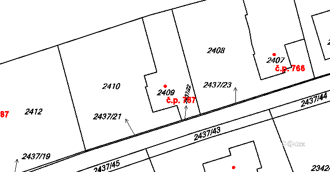 Frýdlant 767, Frýdlant nad Ostravicí na parcele st. 2409 v KÚ Frýdlant nad Ostravicí, Katastrální mapa