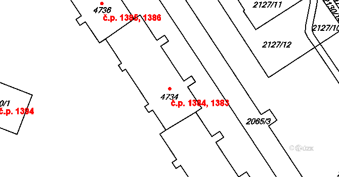 Cheb 1383,1384 na parcele st. 4734 v KÚ Cheb, Katastrální mapa
