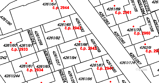 Smíchov 2942, Praha na parcele st. 4261/66 v KÚ Smíchov, Katastrální mapa