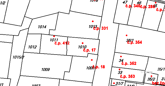 Sedlčany 17 na parcele st. 1010 v KÚ Sedlčany, Katastrální mapa