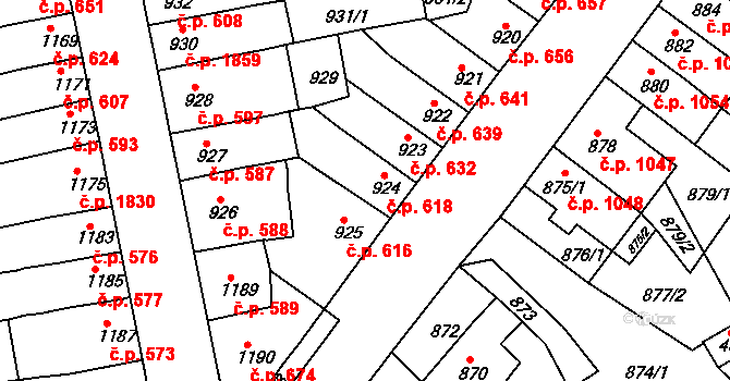 Šlapanice 618 na parcele st. 924 v KÚ Šlapanice u Brna, Katastrální mapa