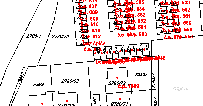Kuřim 616 na parcele st. 2801 v KÚ Kuřim, Katastrální mapa