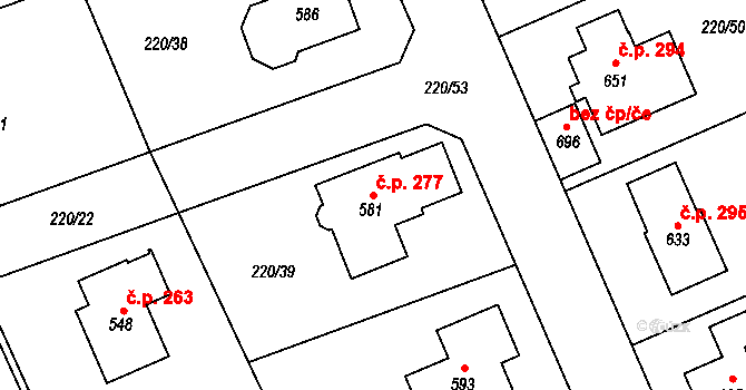 Dolní Libchavy 277, Libchavy na parcele st. 581 v KÚ Dolní Libchavy, Katastrální mapa