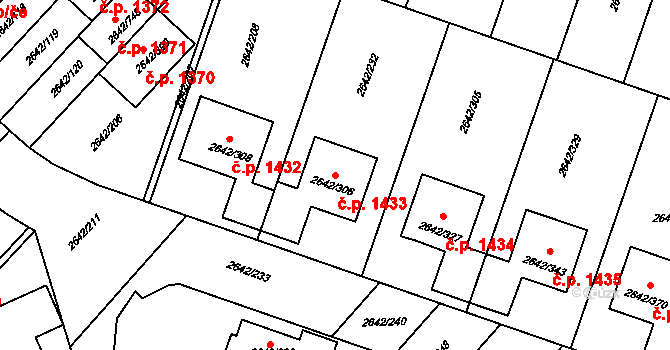 Kuřim 1433 na parcele st. 2642/306 v KÚ Kuřim, Katastrální mapa