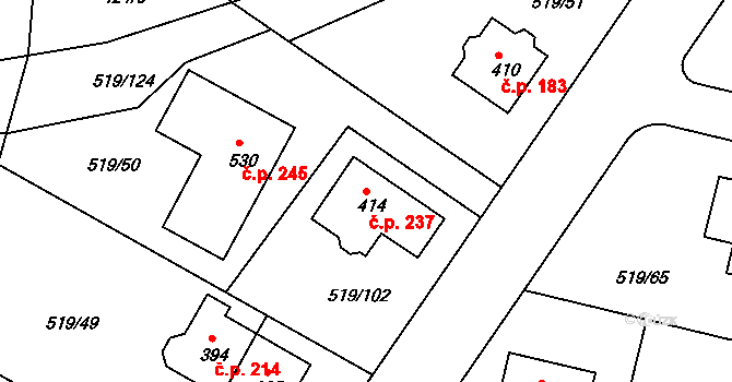 Horoušánky 237, Horoušany na parcele st. 414 v KÚ Horoušany, Katastrální mapa