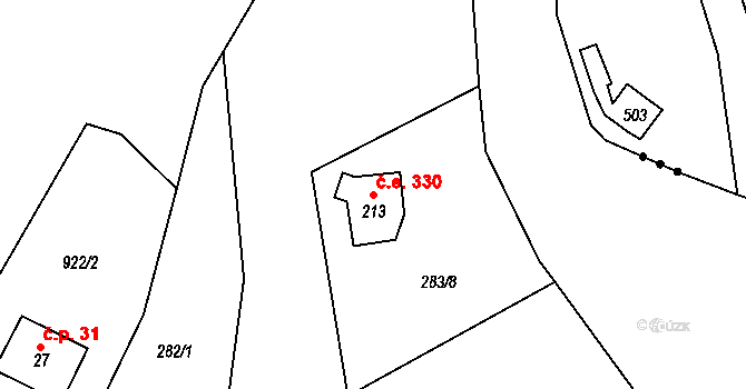 Rounek 330, Vyskytná nad Jihlavou na parcele st. 213 v KÚ Rounek, Katastrální mapa