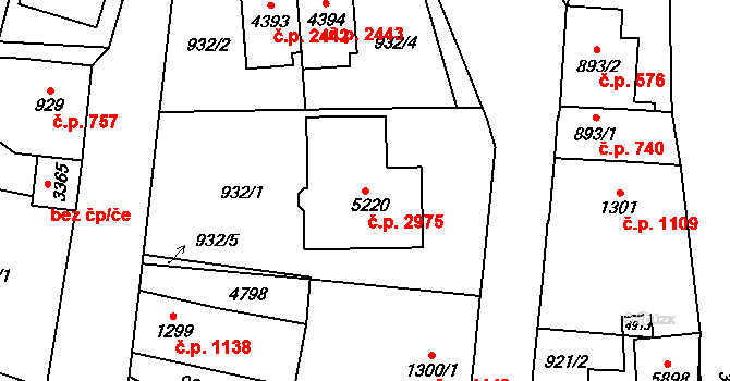 Dvůr Králové nad Labem 2975 na parcele st. 5220 v KÚ Dvůr Králové nad Labem, Katastrální mapa
