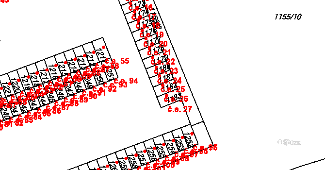 Štětí 26 na parcele st. 1182 v KÚ Štětí I, Katastrální mapa