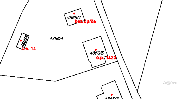 Smržovka 1423 na parcele st. 4866/5 v KÚ Smržovka, Katastrální mapa