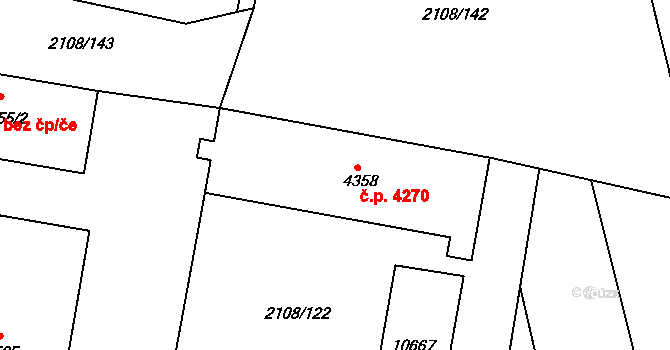 Hodonín 4270 na parcele st. 4358 v KÚ Hodonín, Katastrální mapa