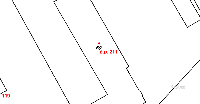 Dolní Skrýchov 211, Jindřichův Hradec na parcele st. 69 v KÚ Dolní Skrýchov, Katastrální mapa