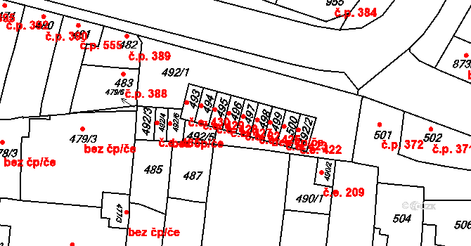 Bučovice 427 na parcele st. 496 v KÚ Bučovice, Katastrální mapa