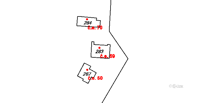 Jemčina 59, Hatín na parcele st. 283 v KÚ Hatín, Katastrální mapa