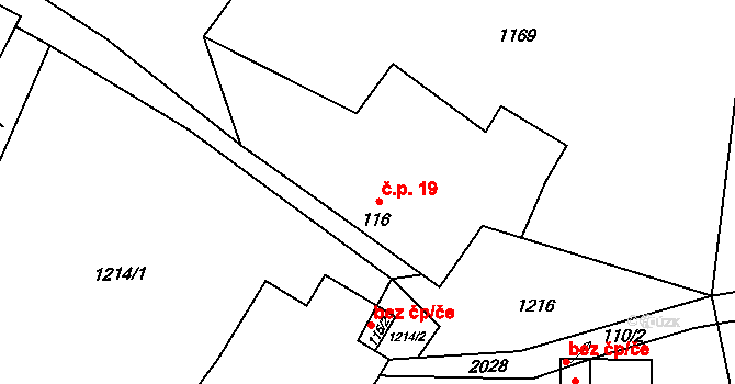 Černýš 19, Soutice na parcele st. 116 v KÚ Soutice, Katastrální mapa