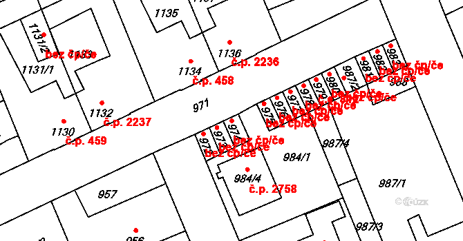 Kladno 38567628 na parcele st. 974 v KÚ Kročehlavy, Katastrální mapa