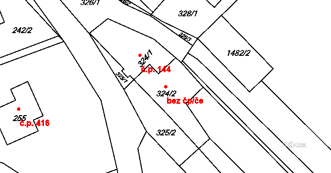 Štípa 688, Zlín na parcele st. 324/2 v KÚ Štípa, Katastrální mapa