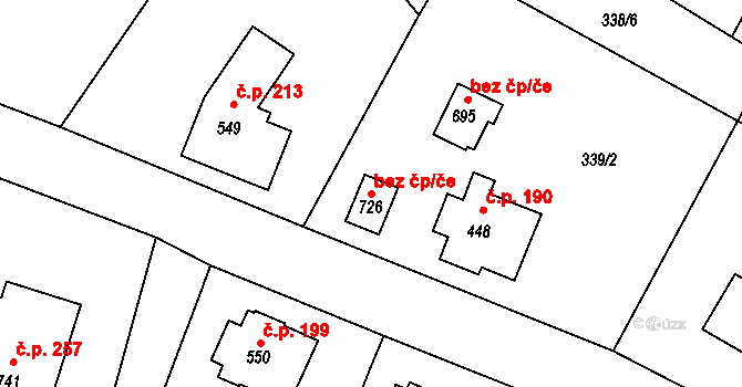 Držkov 42721628 na parcele st. 726 v KÚ Držkov, Katastrální mapa
