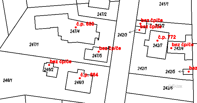 České Budějovice 42935628 na parcele st. 247/5 v KÚ České Budějovice 4, Katastrální mapa