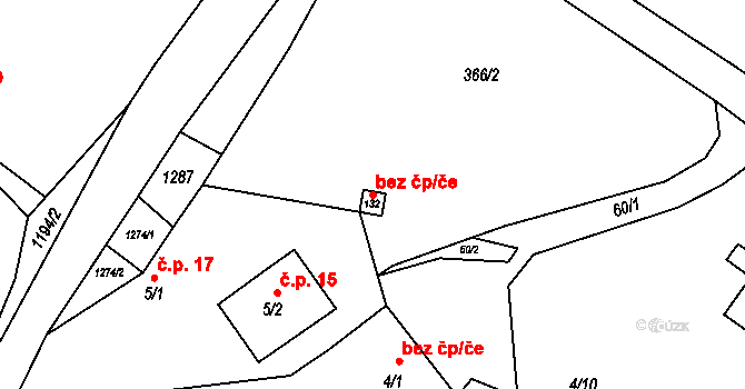 Bystřice 46123628 na parcele st. 132 v KÚ Božkovice, Katastrální mapa