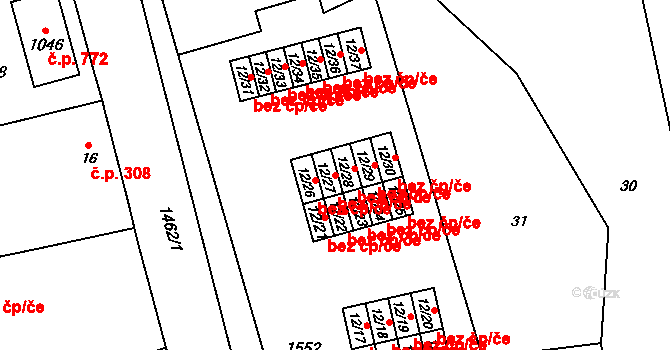 Chrastava 46997628 na parcele st. 12/27 v KÚ Chrastava I, Katastrální mapa