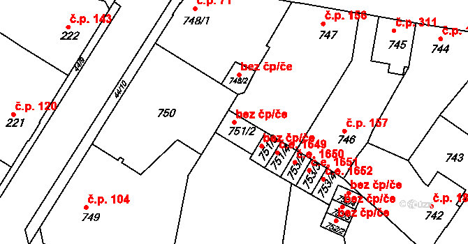 Děčín 47240628 na parcele st. 751/2 v KÚ Boletice nad Labem, Katastrální mapa