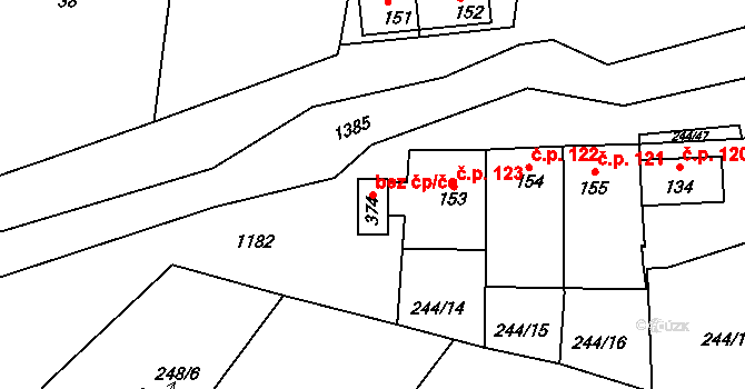 Holešov 47587628 na parcele st. 374 v KÚ Žopy, Katastrální mapa