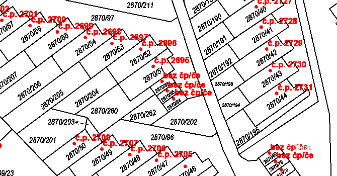 Teplice 47697628 na parcele st. 2870/85 v KÚ Teplice, Katastrální mapa