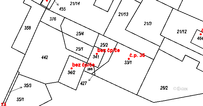 Bořanovice 48449628 na parcele st. 341 v KÚ Bořanovice, Katastrální mapa
