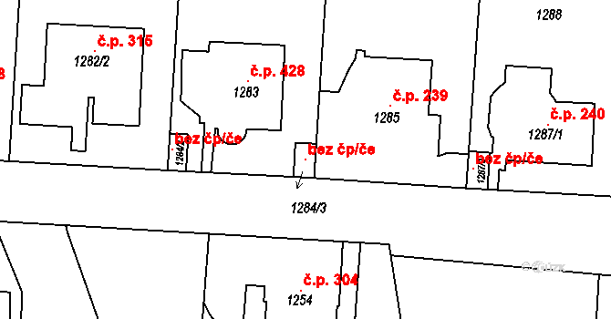 Praha 50462628 na parcele st. 1284/3 v KÚ Vysočany, Katastrální mapa