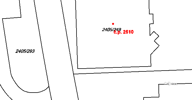 Pelhřimov 2436 na parcele st. 2405/249 v KÚ Pelhřimov, Katastrální mapa