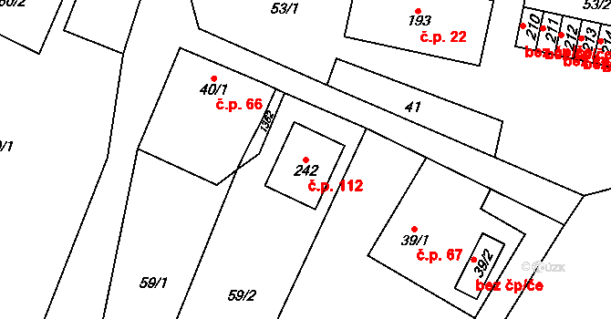 České Heřmanice 112 na parcele st. 242 v KÚ České Heřmanice, Katastrální mapa