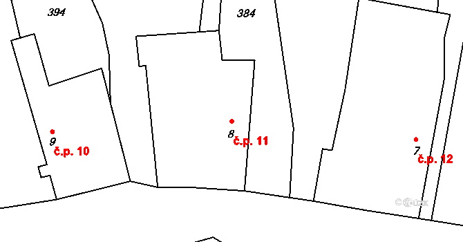 Kralovice 11, Nebahovy na parcele st. 8 v KÚ Kralovice, Katastrální mapa