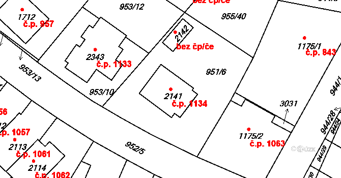Vodňany II 1134, Vodňany na parcele st. 2141 v KÚ Vodňany, Katastrální mapa