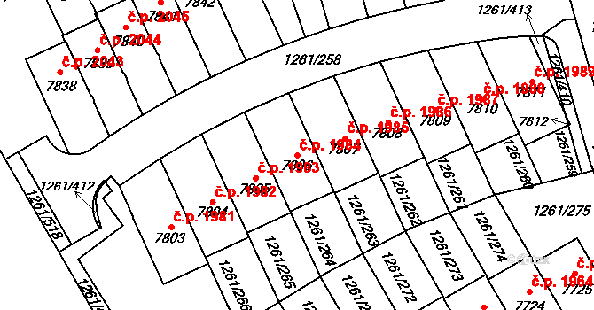 Beroun-Město 1984, Beroun na parcele st. 7806 v KÚ Beroun, Katastrální mapa