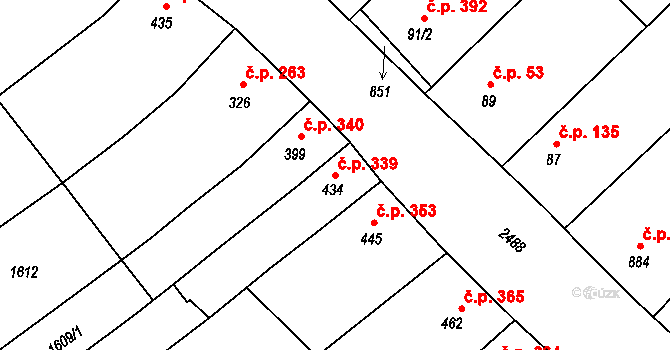 Bořetice 339 na parcele st. 434 v KÚ Bořetice u Hustopečí, Katastrální mapa