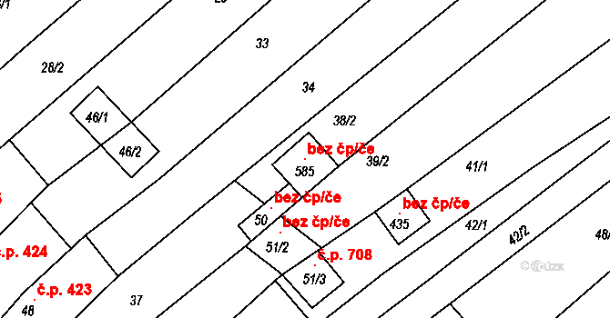 Chvalčov 102356629 na parcele st. 585 v KÚ Chvalčova Lhota, Katastrální mapa