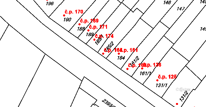 Čelechovice na Hané 164 na parcele st. 185/2 v KÚ Čelechovice na Hané, Katastrální mapa
