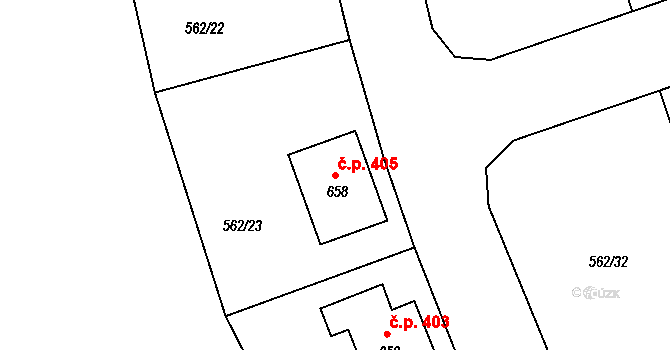 Libá 405 na parcele st. 658 v KÚ Libá, Katastrální mapa
