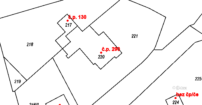 Dřevohostice 290 na parcele st. 220 v KÚ Dřevohostice, Katastrální mapa