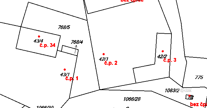 Jelmo 2, Libníč na parcele st. 42/1 v KÚ Jelmo, Katastrální mapa